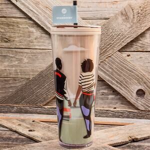 NWT-Starbucks-2024-Valentines Day Tri-Color Gradient Grid-24floz Cold Tumbler